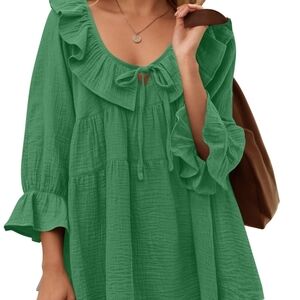 New Green Ruffled Women's Top